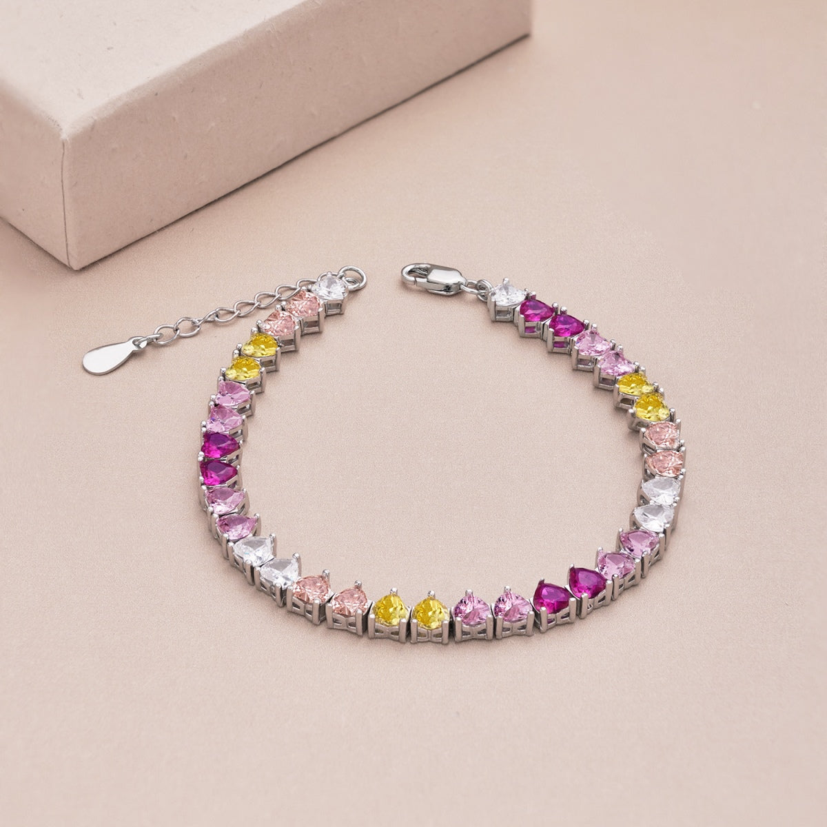 [Charm Aries Jewelry]Luxurious Colorful Romantic Heart Shape Lover Bracelet