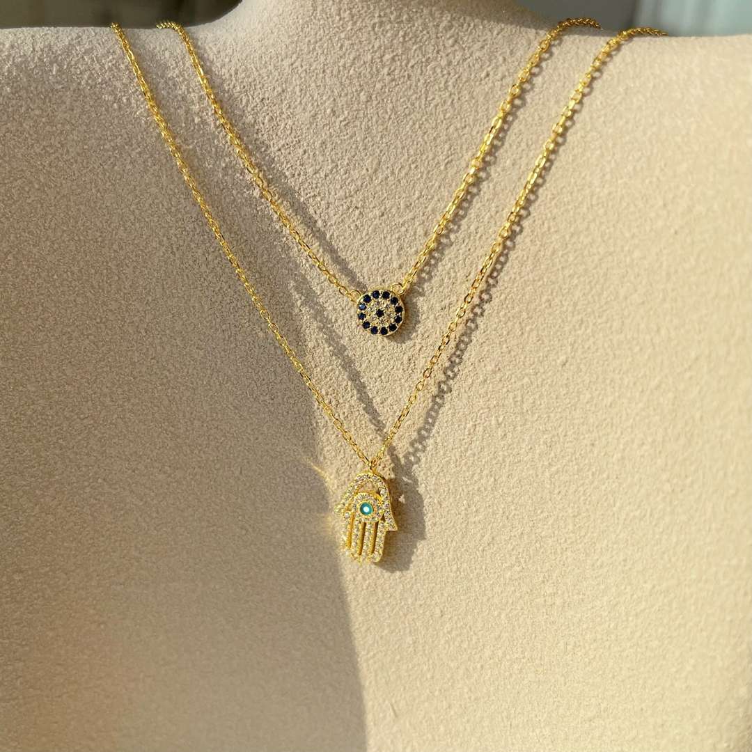 [Charm Aries Jewelry]Demon Eye Hamsa Palm Necklace
