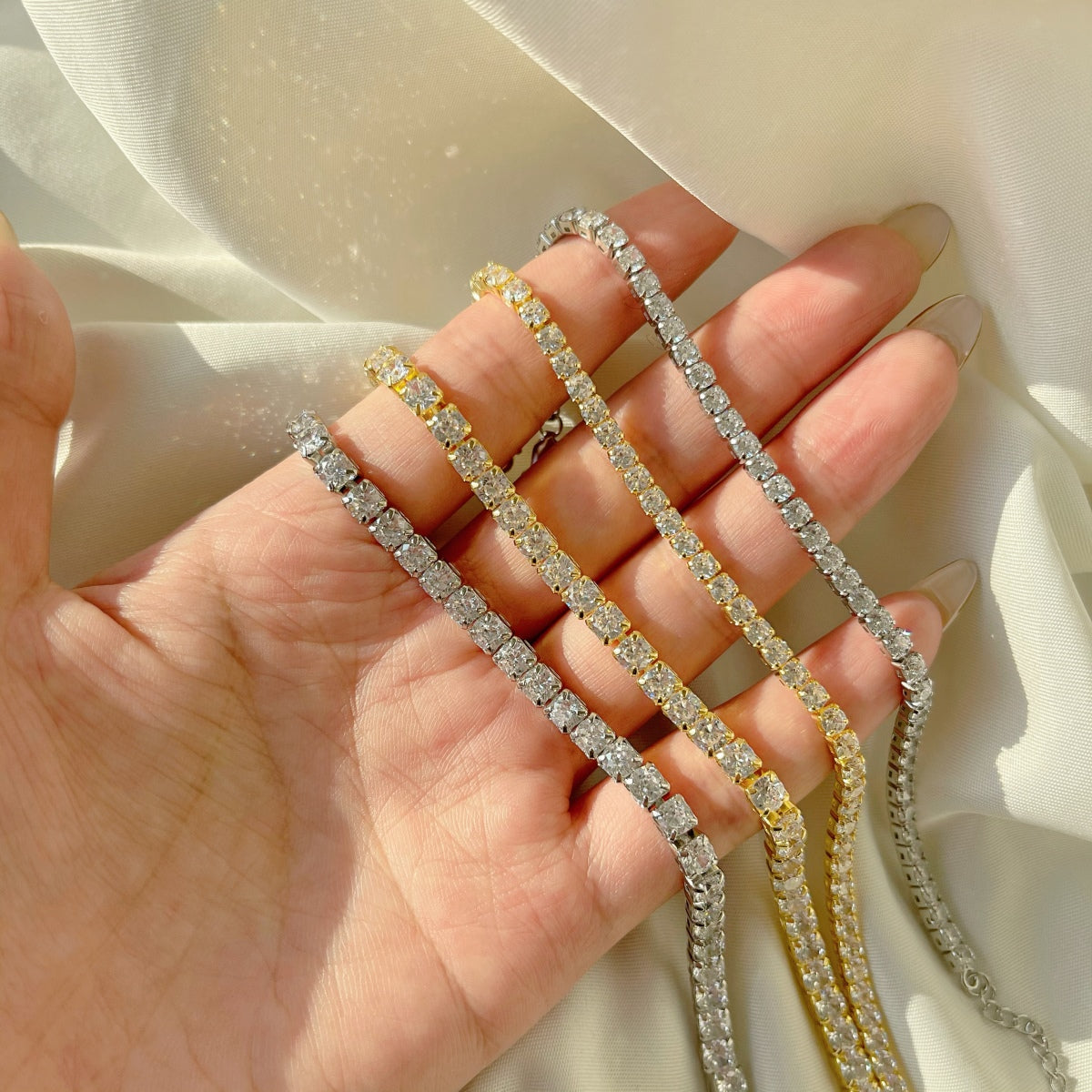 [Charm Aries Jewelry]Sparkling Radiant Princess Cut Tennis Bracelet