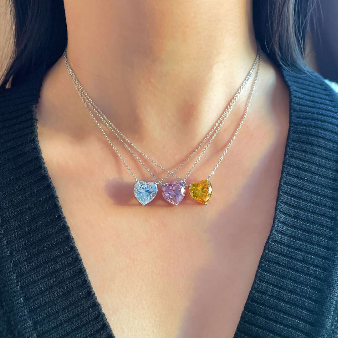[Charm Aries Jewelry]6.0 carat Radiant Heart Shape Necklace