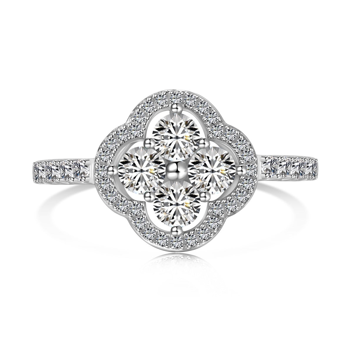 [Charm Aries Jewelry]Four Leaf Charm Aries Flower Design Ring
