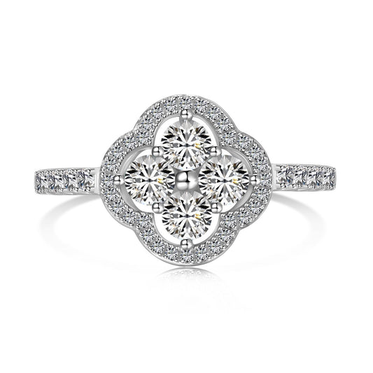 [Charm Aries Jewelry]Four Leaf Charm Aries Flower Design Ring