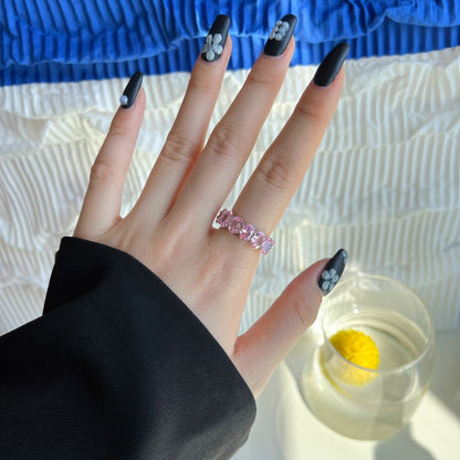 [Charm Aries Jewelry]Dainty Elongated Cushion Cut Tennis Ring
