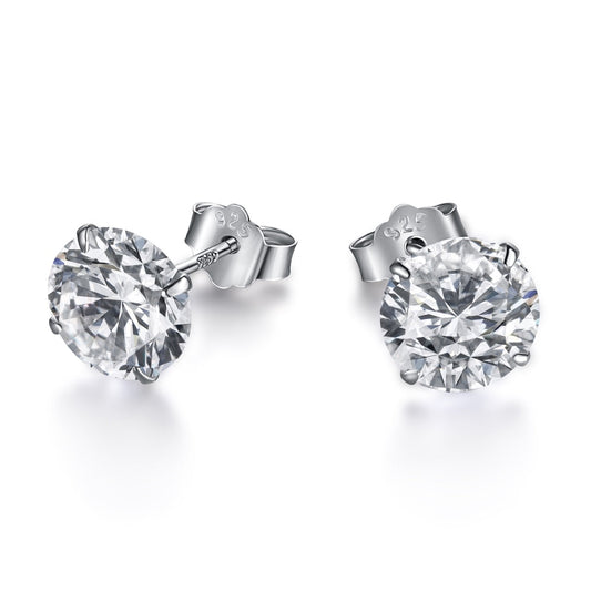 [Charm Aries Jewelry]Stylish Shiny Round Center Stone Stud Earrings