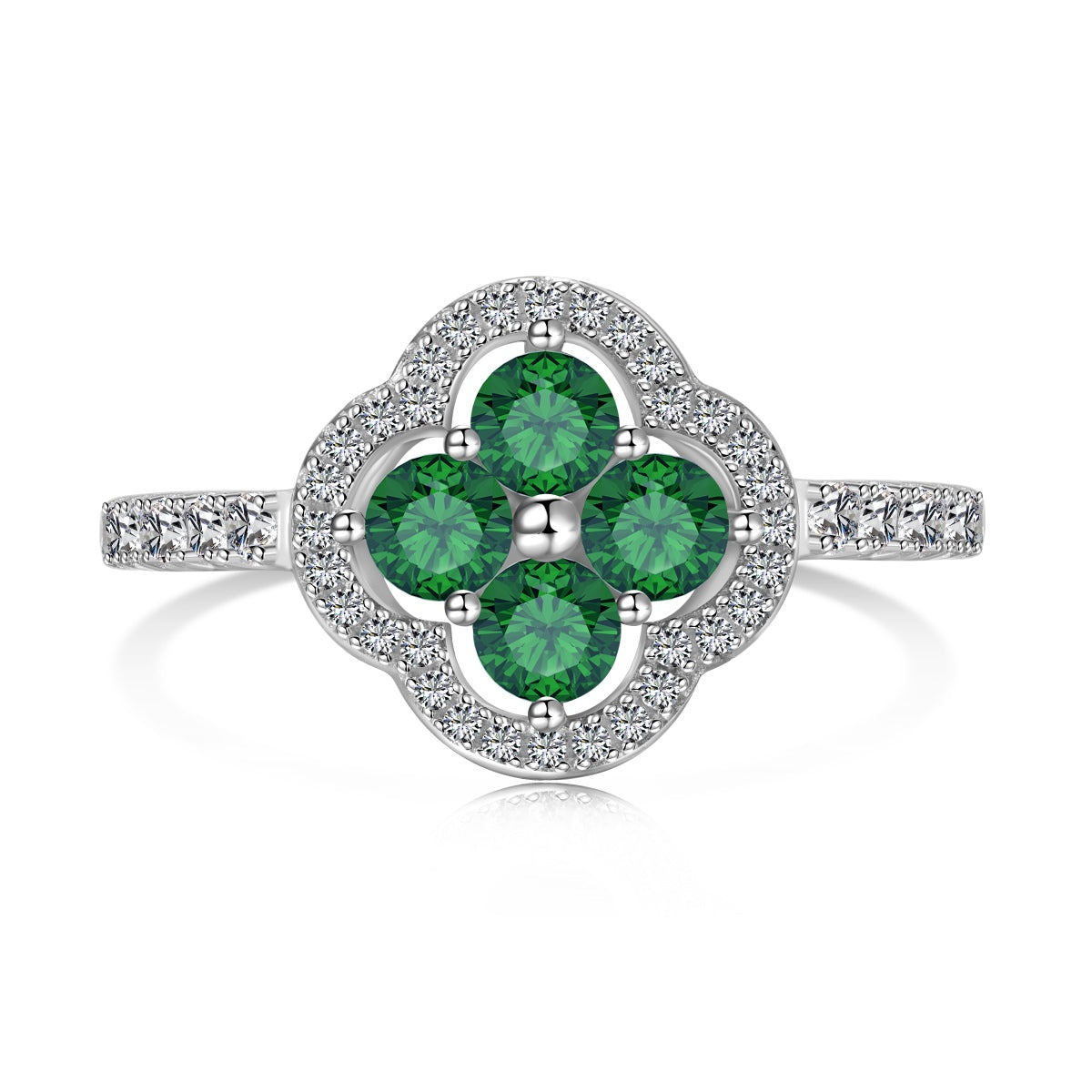 [Charm Aries Jewelry]Four Leaf Charm Aries Flower Design Ring