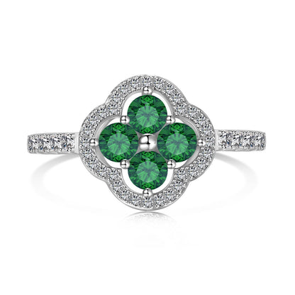 [Charm Aries Jewelry]Four Leaf Charm Aries Flower Design Ring