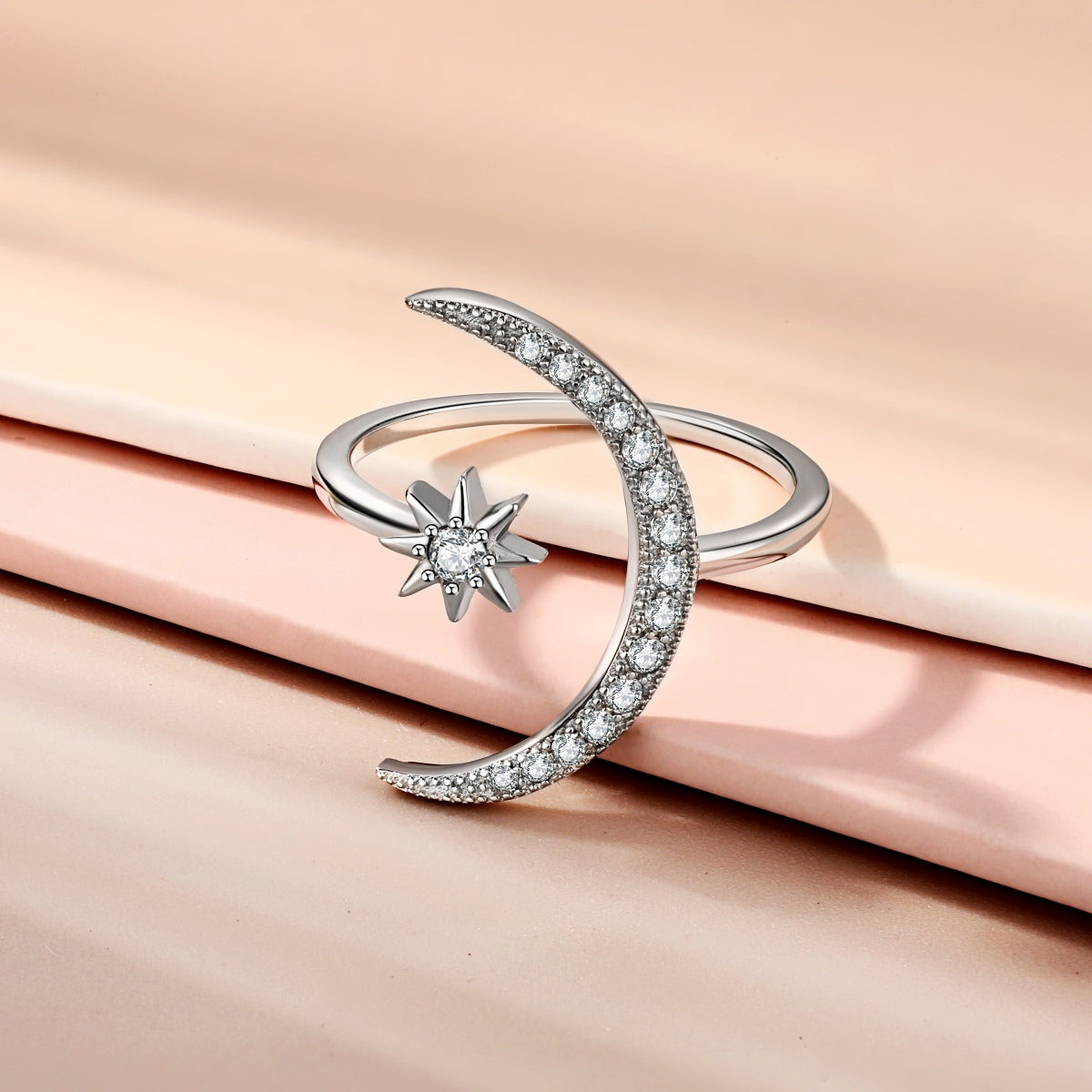 [Charm Aries Jewelry]Eternity Moon & Star Ring