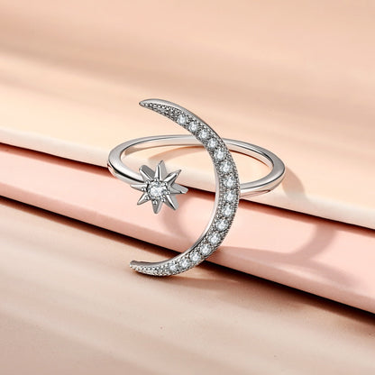 [Charm Aries Jewelry]Eternity Moon & Star Ring