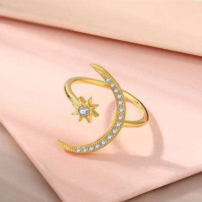 [Charm Aries Jewelry]Eternity Moon & Star Ring