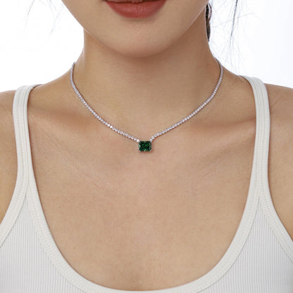 [Charm Aries Jewelry]4.0 Carat Elegant Radiant Cut Necklace