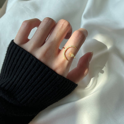 [Charm Aries Jewelry]Eternity Moon & Star Ring