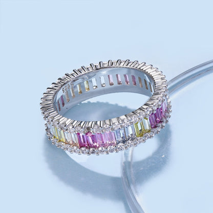 [Charm Aries Jewelry]Dainty Kaleidoscopic Emerald Cut Daily Ring
