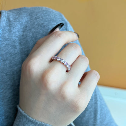 [Charm Aries Jewelry]Eternity Round Cut Tennis Ring