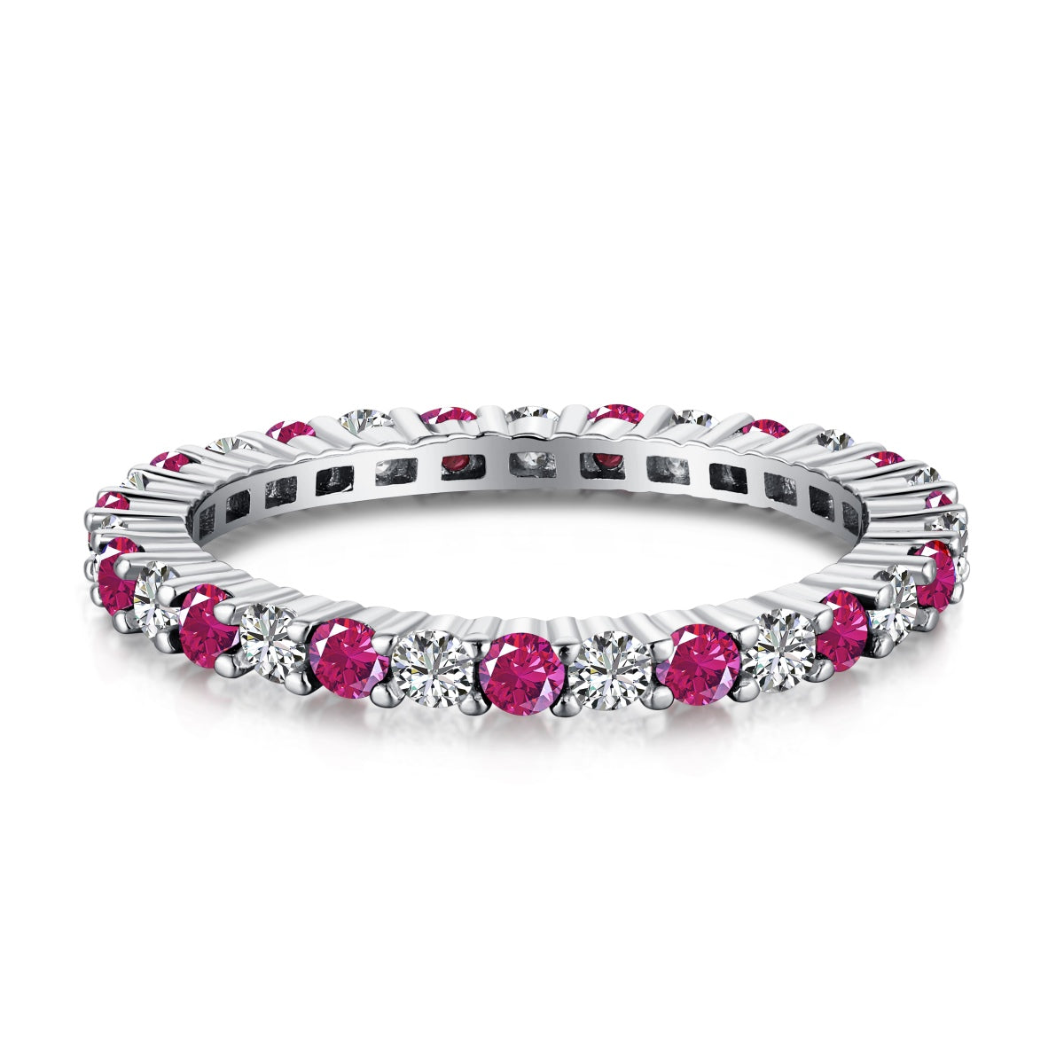 [Charm Aries Jewelry]Exquisite Colorful Round Cut Tennis Ring