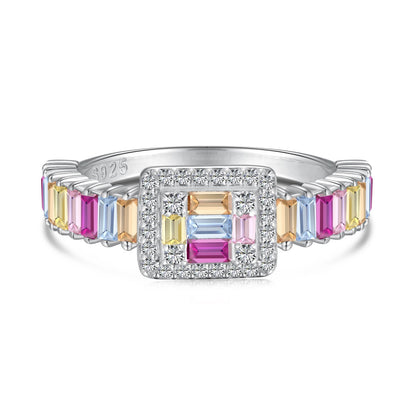 [Charm Aries Jewelry]Exquisite Colorful Radiant Cut Party Ring