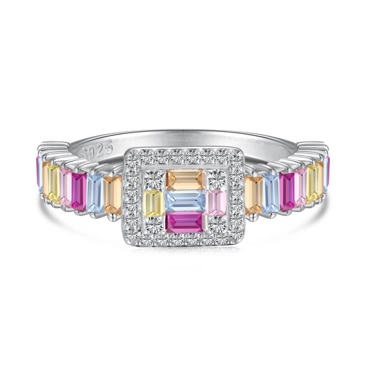 [Charm Aries Jewelry]Exquisite Colorful Radiant Cut Party Ring