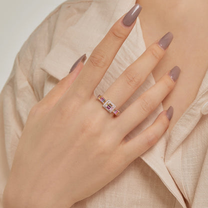 [Charm Aries Jewelry]Exquisite Colorful Radiant Cut Party Ring