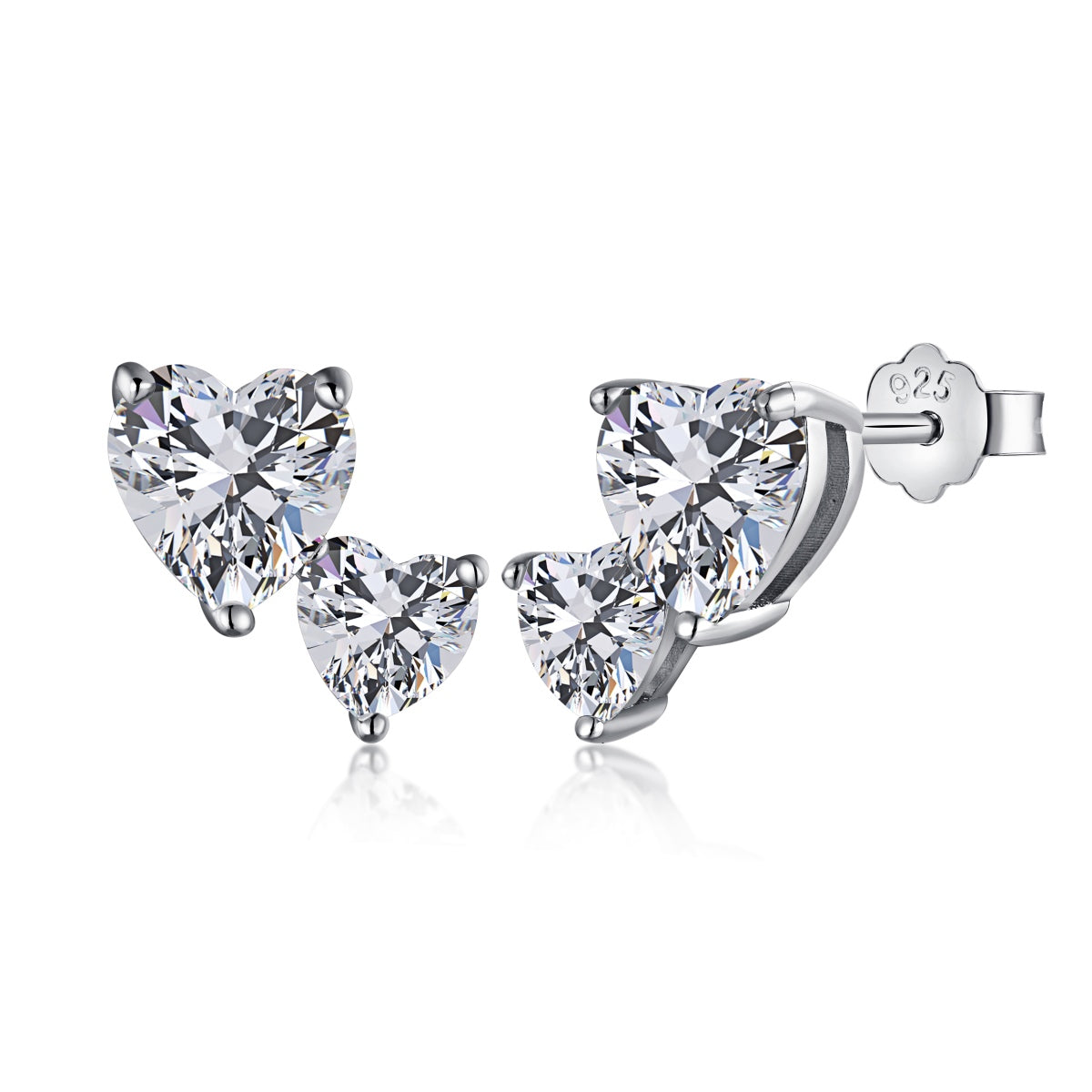 [Charm Aries Jewelry]Double Heart-Shape Classic Princess Style Earrings