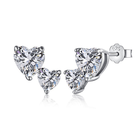 [Charm Aries Jewelry]Double Heart-Shape Classic Princess Style Earrings