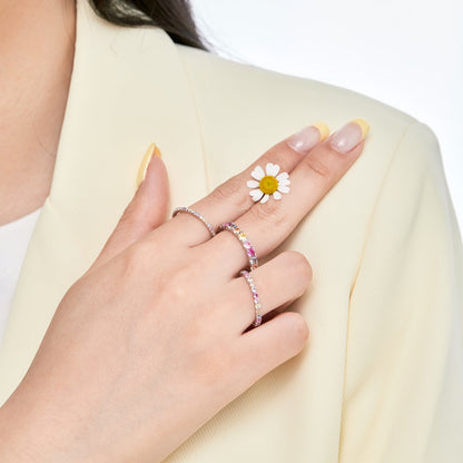 [Charm Aries Jewelry]Ornate Colorful Round Cut Tennis Ring