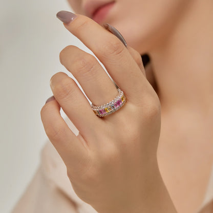 [Charm Aries Jewelry]Dainty Colorful Radiant Cut Daily Ring