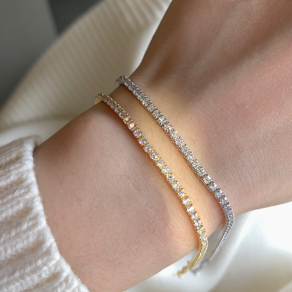 [Charm Aries Jewelry]Radiant Shinning Princess Cut Tennis Bracelet