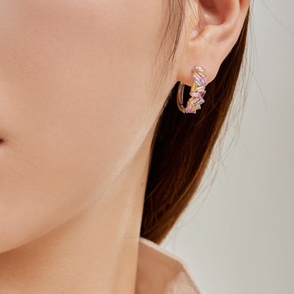 [Charm Aries Jewelry]Dazzling Colorful Emerald Cut Daily Earrings
