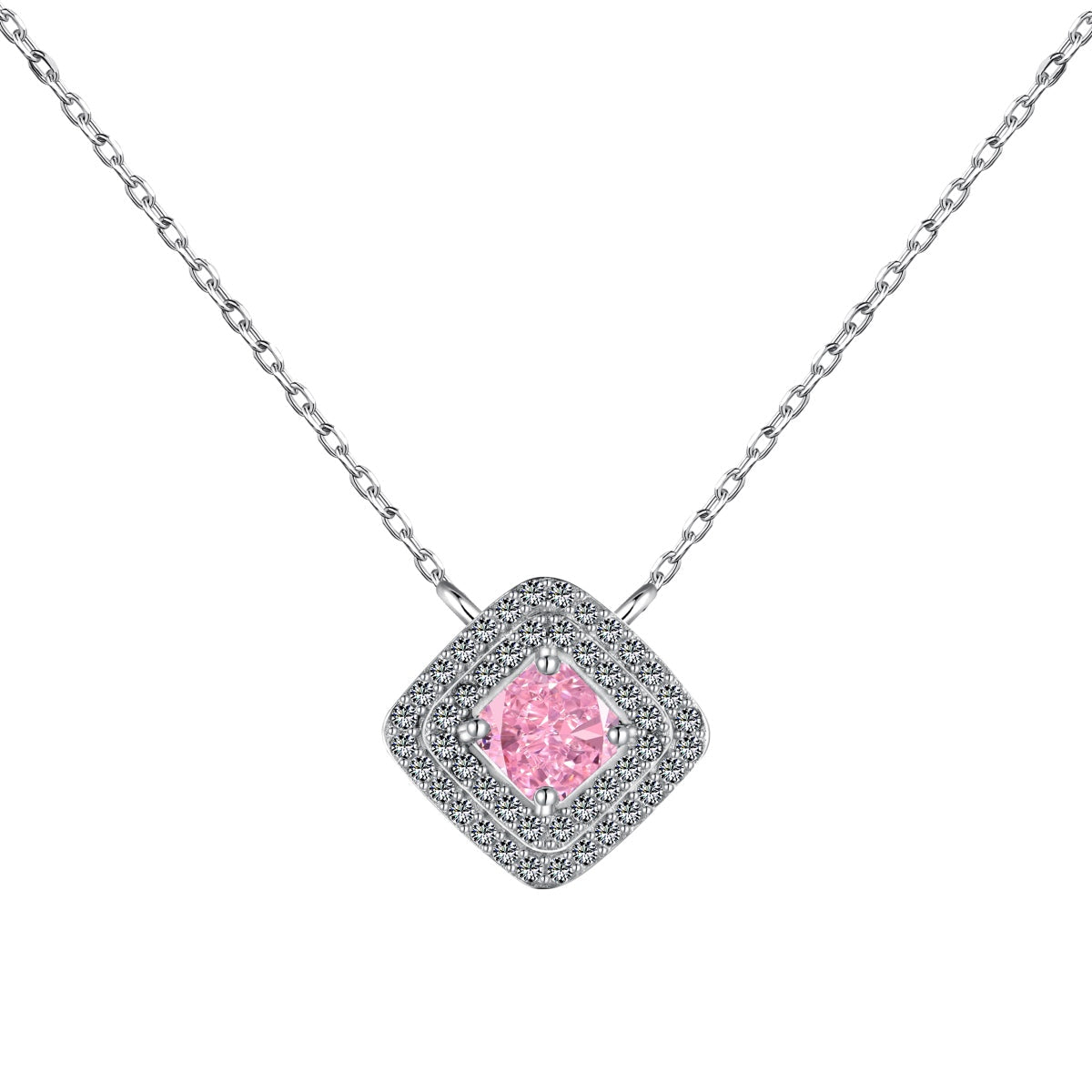 [Charm Aries Jewelry]Sparkling Asscher Cut Necklace