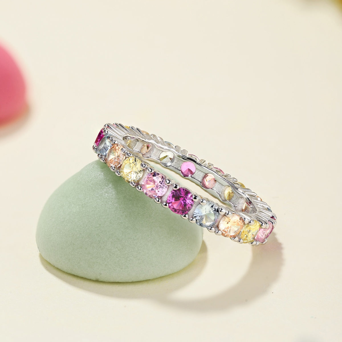 [Charm Aries Jewelry]Dazzling Lustrous Round Cut Tennis Ring