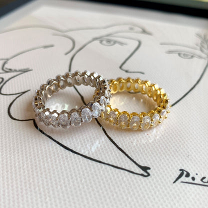 [Charm Aries Jewelry]Ornate Oval Cut Tennis Ring