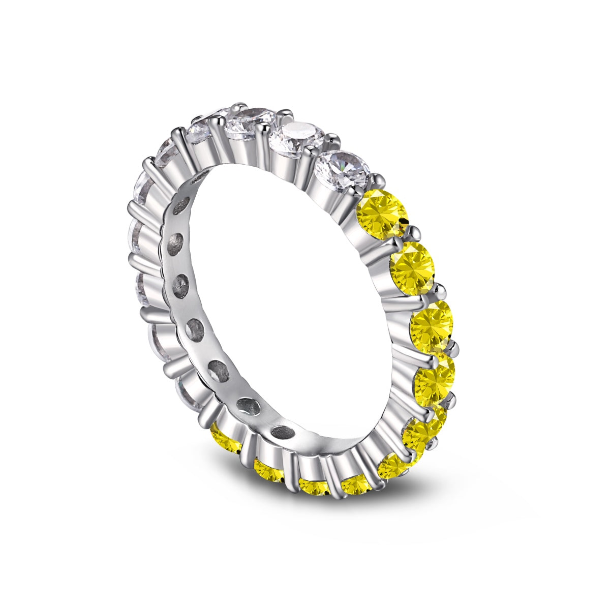 [Charm Aries Jewelry]Sparkling Round Cut Tennis Ring