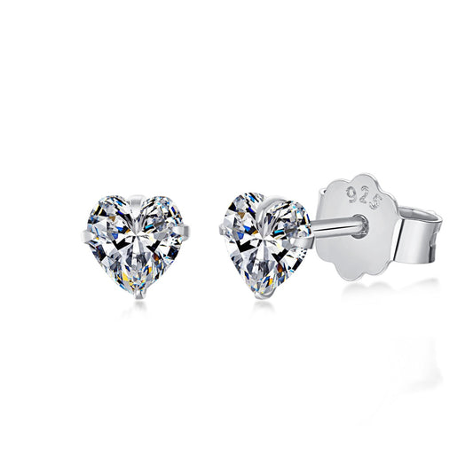 [Charm Aries Jewelry]Sparkling Heart Shaped Simple Earrings