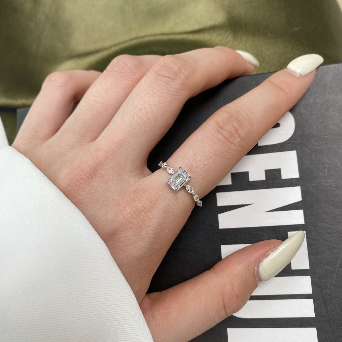 [Charm Aries Jewelry]1.0 Carat Dainty Resplendent Radiant Cut Daily Ring