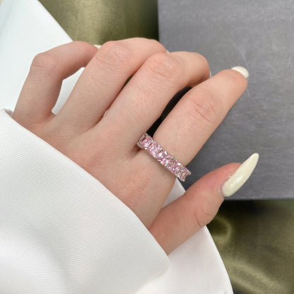 [Charm Aries Jewelry]Elegant Princess Cut Tennis Ring