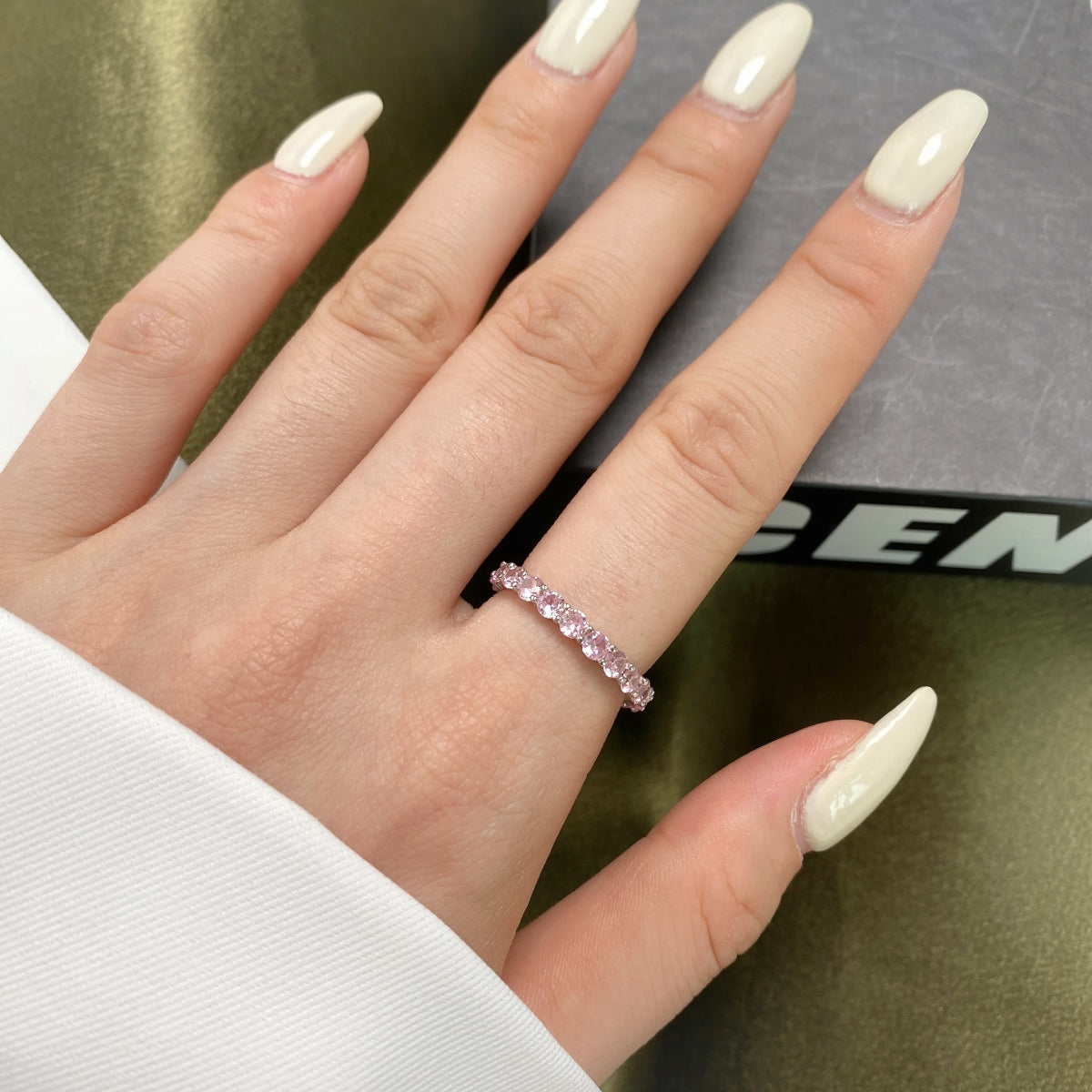 [Charm Aries Jewelry]Sparkling Round Cut Tennis Ring