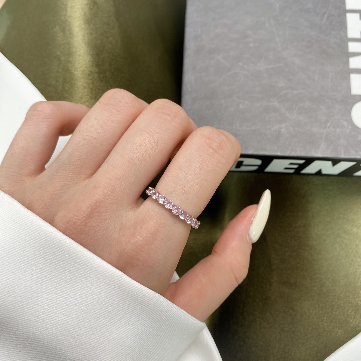 [Charm Aries Jewelry]Sparkling Round Cut Tennis Ring