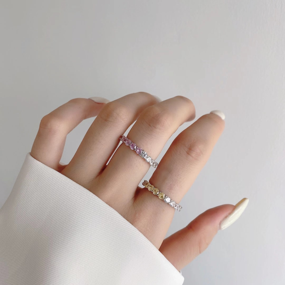 [Charm Aries Jewelry]Sparkling Round Cut Tennis Ring