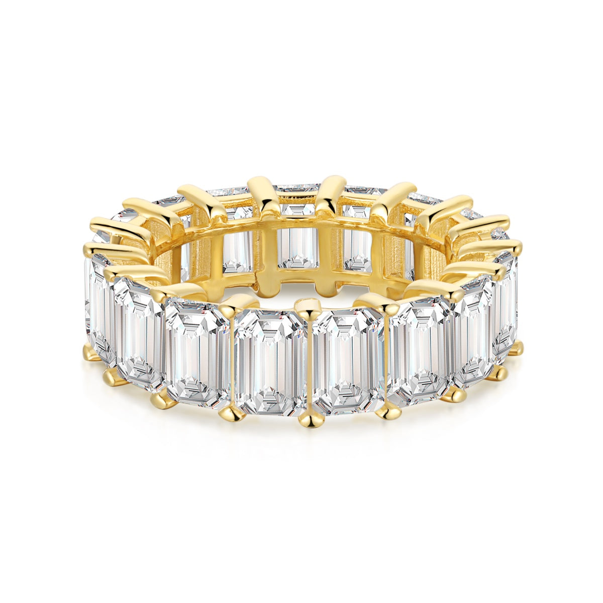[Charm Aries Jewelry]0.75 Carat Elegant Emerald Cut Tennis Ring
