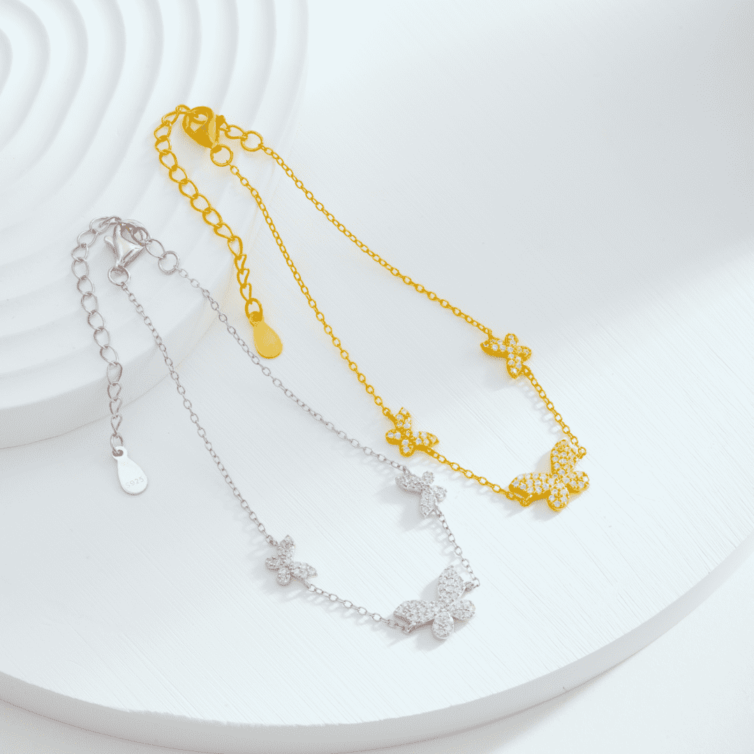 [Charm Aries Jewelry]Delicate Butterfly Pendant Bracelet