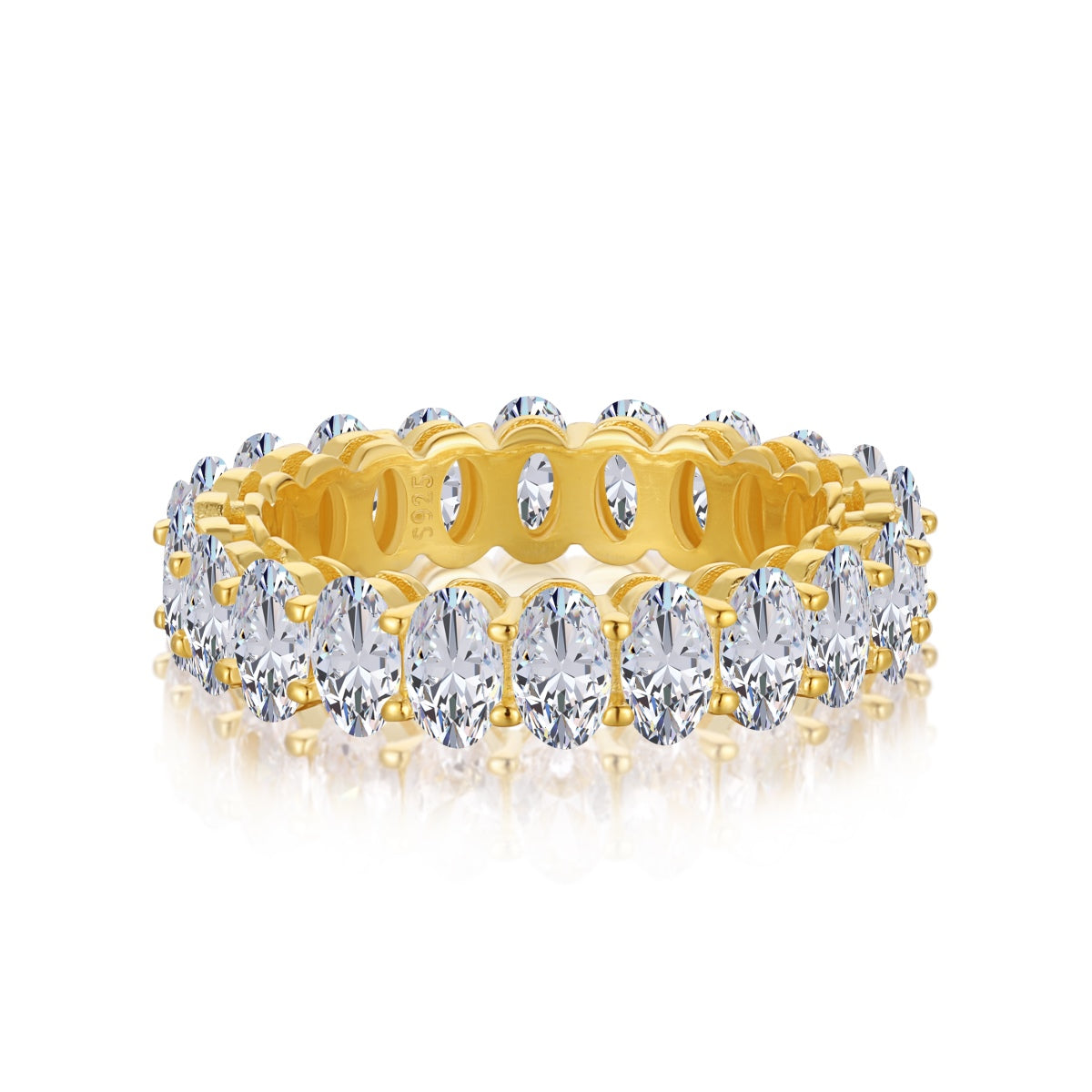 [Charm Aries Jewelry]Ornate Oval Cut Tennis Ring