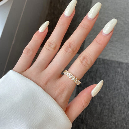[Charm Aries Jewelry]Ornate Oval Cut Tennis Ring