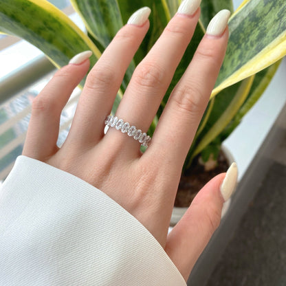 [Charm Aries Jewelry]Ornate Oval Cut Tennis Ring