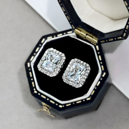 [Charm Aries Jewelry]1.0 Carat Luxurious Dainty Emerald Cut Daily Earrings