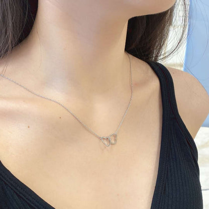 [Charm Aries Jewelry]Sterling Silver Love Double Ring Necklace
