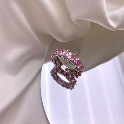 [Charm Aries Jewelry]Elegant Princess Cut Tennis Ring