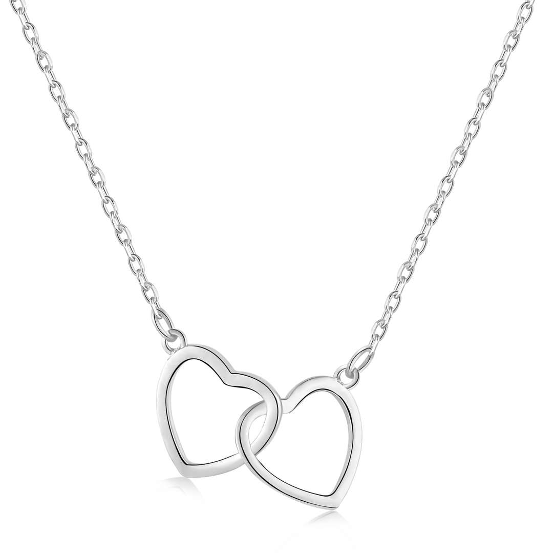 [Charm Aries Jewelry]Sterling Silver Love Double Ring Necklace