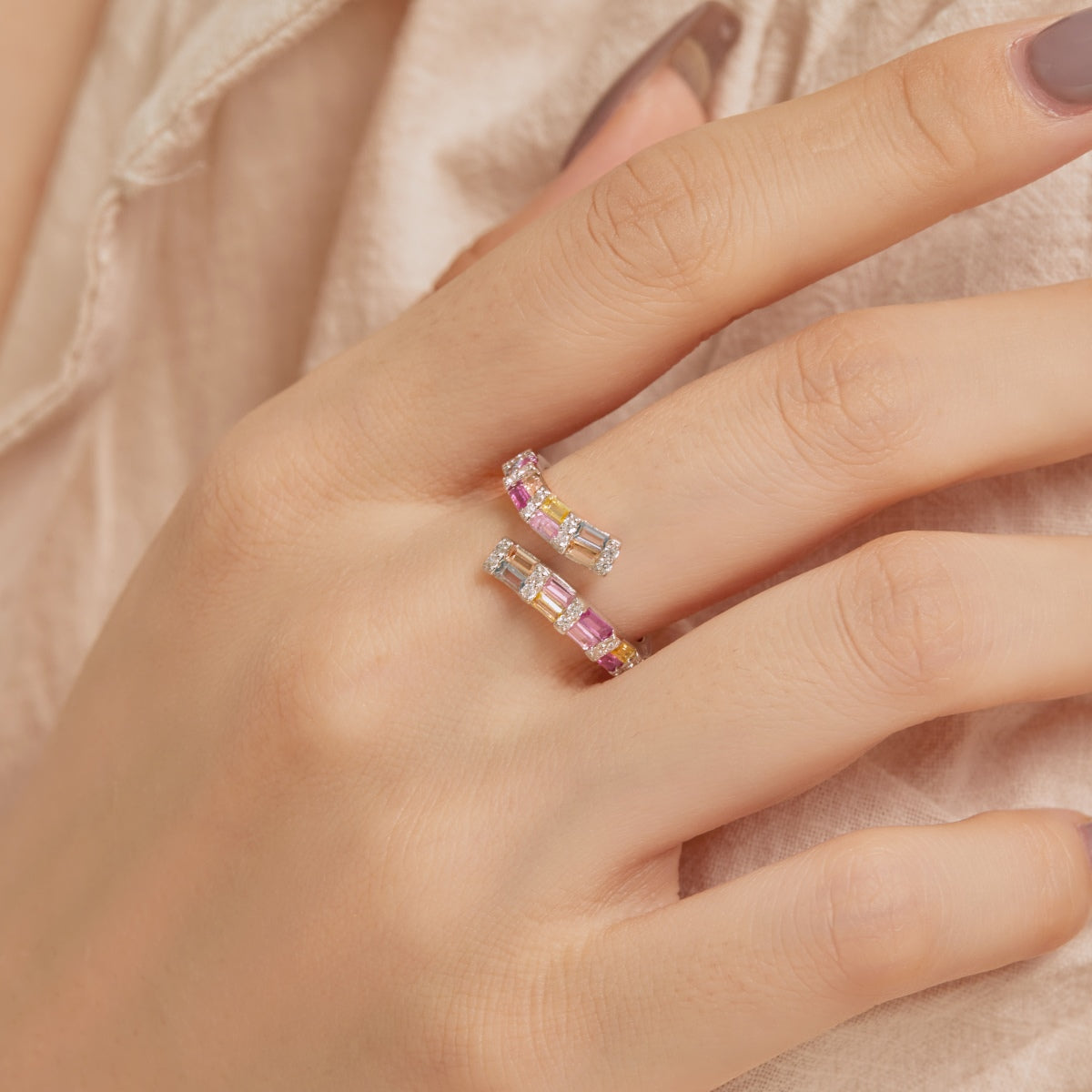 [Charm Aries Jewelry]Charming Colorful Radiant Cut Adjustable Daily Ring