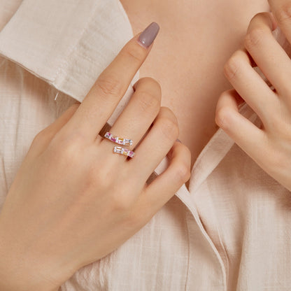 [Charm Aries Jewelry]Charming Colorful Radiant Cut Adjustable Daily Ring