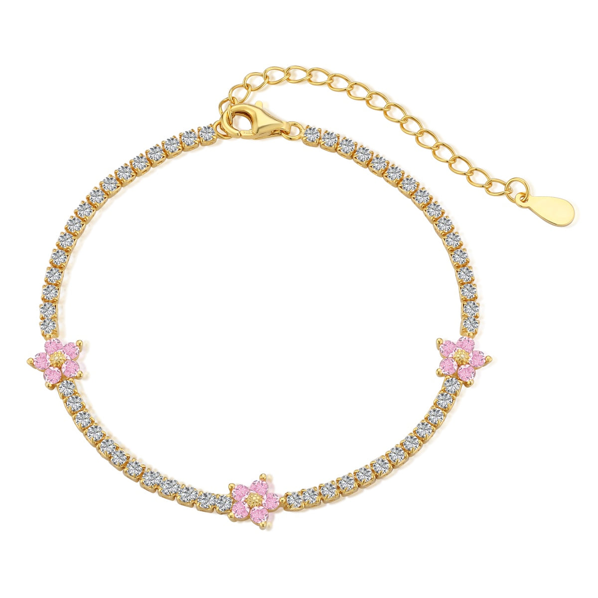 [Charm Aries Jewelry]Sparkling Flower Shape Tennis Bracelet