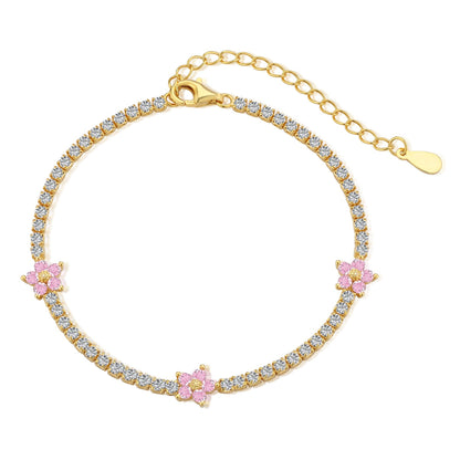 [Charm Aries Jewelry]Sparkling Flower Shape Tennis Bracelet